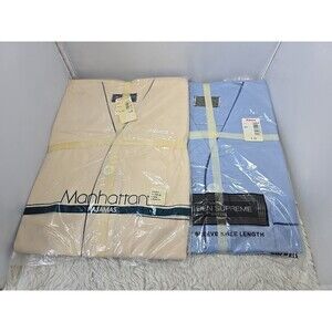 Vintage Pajama Set Short Sleeve Knee Length Mens Small Lot of 2 Top & Shorts NOS